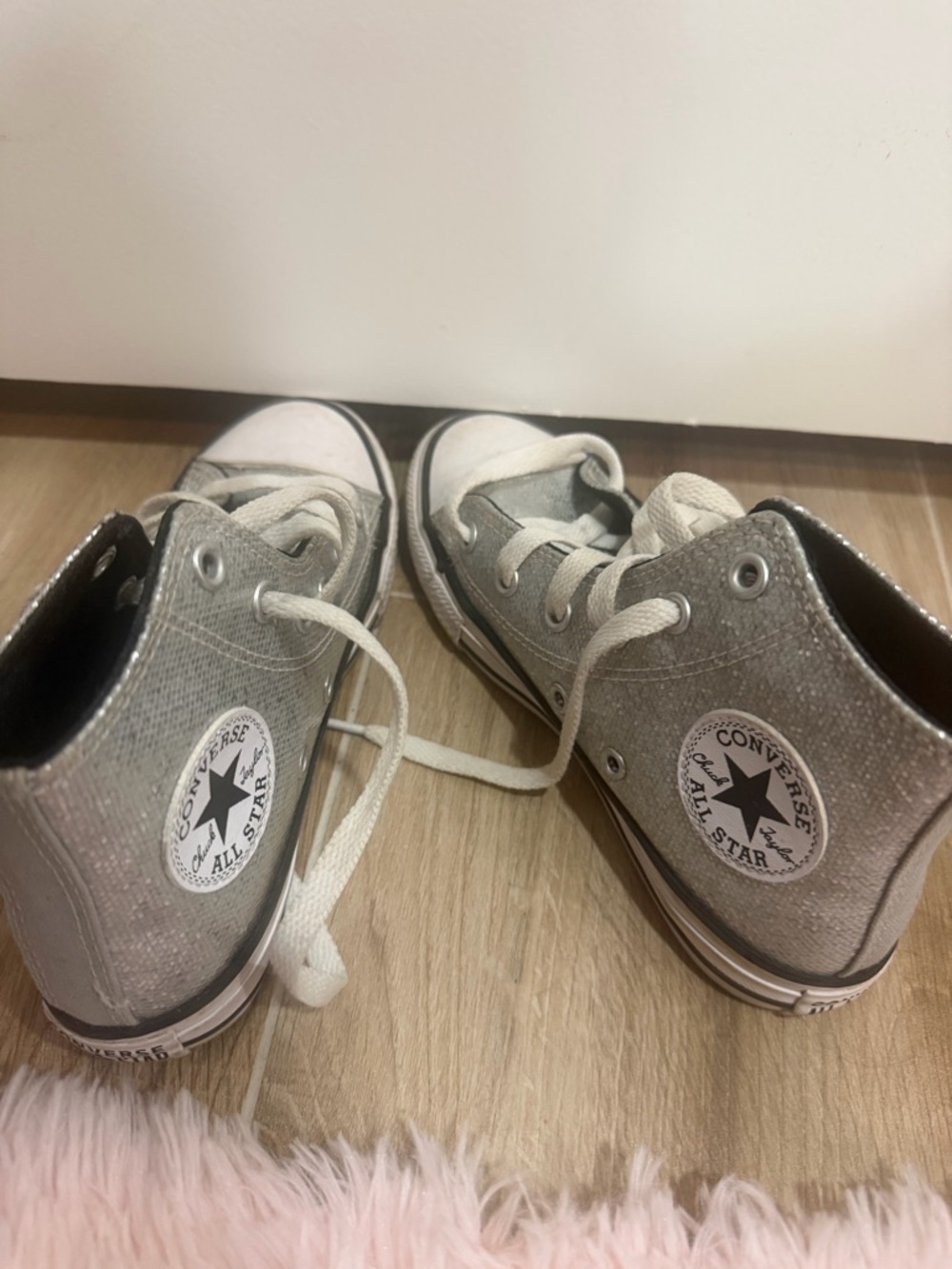Converse Kids Metallic Silver High-Top Sneakers